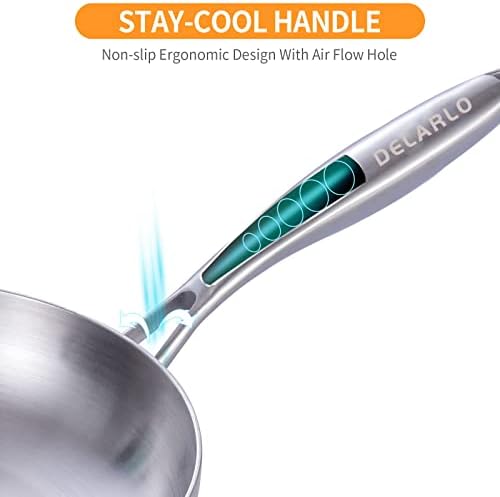 DELARLO Whole body Tri-Ply Stainless Steel 8inch Small Frying Pan, Chef's Pans Oven safe induction kitchen skillet,Suitable for All Stove (Detachable Handle) - Image 5