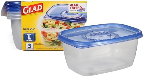 Glad Food Storage Containers, Deep Dish, 64 Ounce, 3 Count