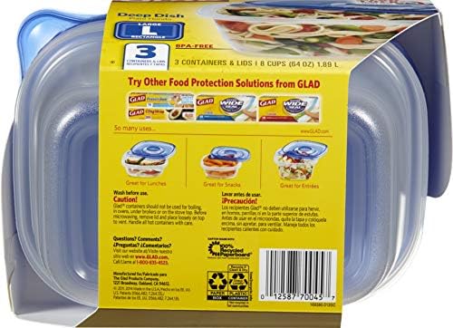 Glad Food Storage Containers, Deep Dish, 64 Ounce, 3 Count - Image 3