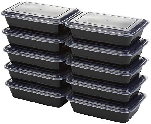 GoodCook Meal Prep Containers, Single Compartment 10-Pack, BPA-Free Reusable Food Storage, Black, Microwave & Freezer Safe, Stackable Meal Prep Containers for Lunches and Snacks