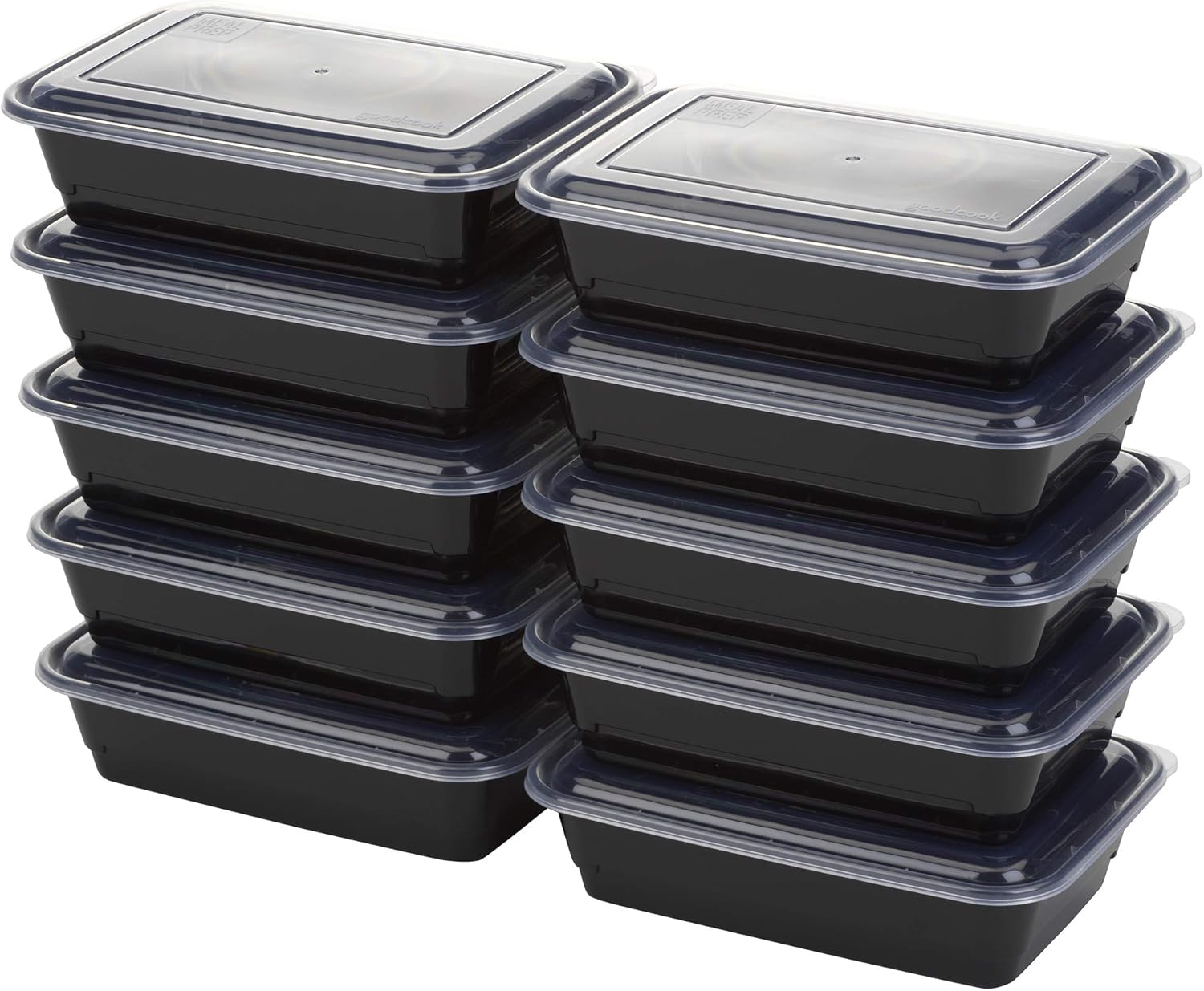GoodCook Meal Prep Containers, Single Compartment 10-Pack, BPA-Free Reusable Food Storage, Black, Microwave & Freezer Safe, Stackable Meal Prep Containers for Lunches and Snacks - Image 9