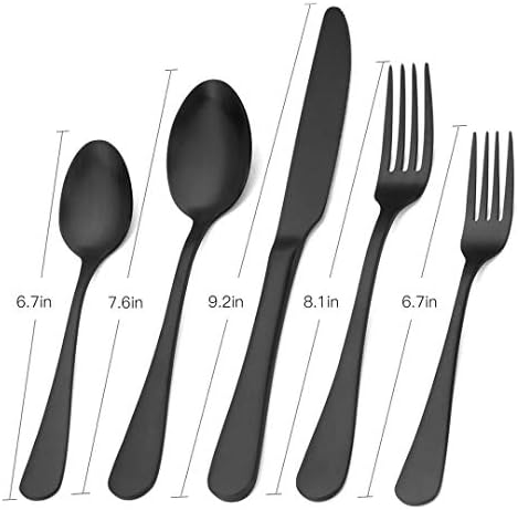 Matte Black Silverware Set, Satin Finish 20-Piece Stainless Steel Flatware Set,Kitchen Utensil Set Service for 4,Tableware Cutlery Set for Home and Restaurant, Dishwasher Safe - Image 3