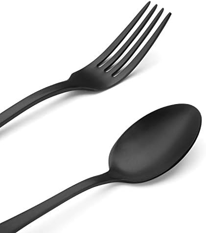Matte Black Silverware Set, Satin Finish 20-Piece Stainless Steel Flatware Set,Kitchen Utensil Set Service for 4,Tableware Cutlery Set for Home and Restaurant, Dishwasher Safe - Image 4