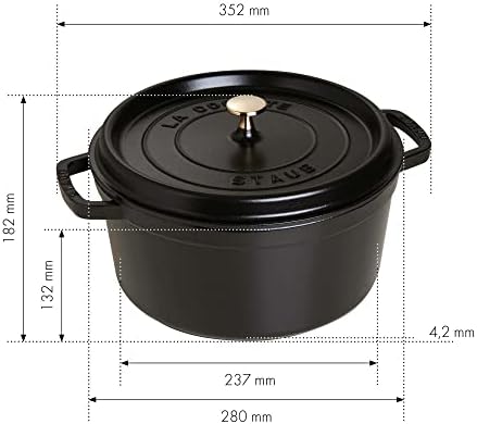 STAUB Cast Iron Dutch Oven 7-qt Round Cocotte, Serves 7- 8, Made in France, Black Matte - Image 4