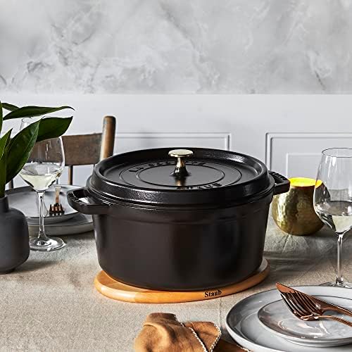 STAUB Cast Iron Dutch Oven 7-qt Round Cocotte, Serves 7- 8, Made in France, Black Matte - Image 7