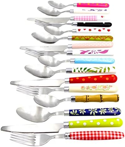 The Original Brink House Eclectic Collection Mix & Match Stainless Steel Cutlery Set with Multicolored Handles / 16 pieces with Metal Stand/Lifestyle utensils for home, apartment, dorm, outdoor - Image 5